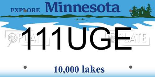 111UGE Minnesota License Plate