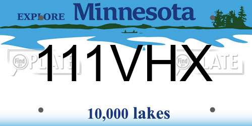 111VHX Minnesota License Plate