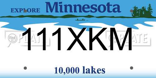 111XKM Minnesota License Plate