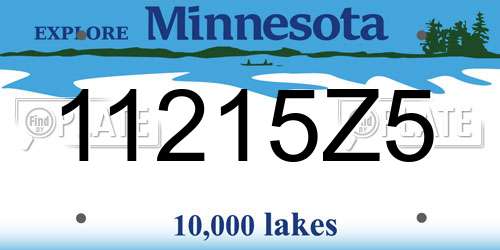 11215Z5 Minnesota License Plate