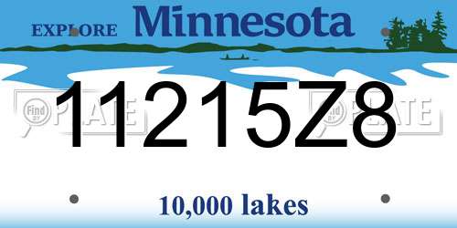 11215Z8 Minnesota License Plate