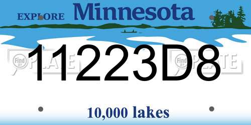 11223D8 Minnesota License Plate
