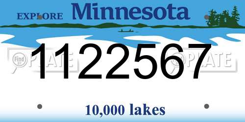 1122567 Minnesota License Plate