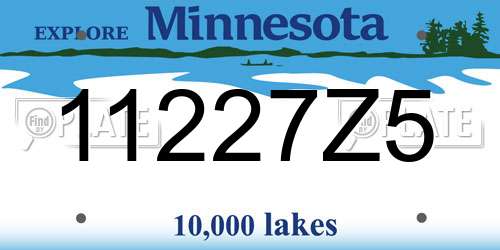11227Z5 Minnesota License Plate