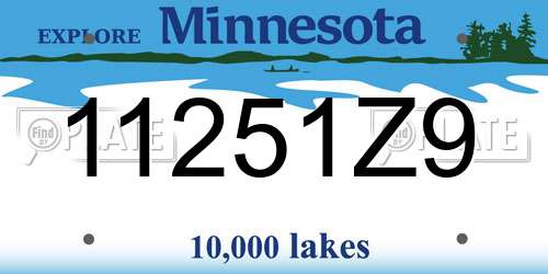 11251Z9 Minnesota License Plate