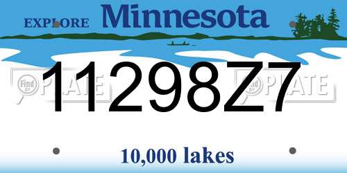 11298Z7 Minnesota License Plate