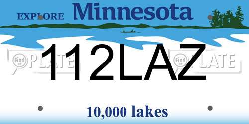 112LAZ Minnesota License Plate