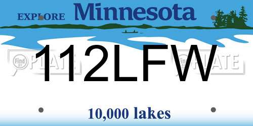 112LFW Minnesota License Plate
