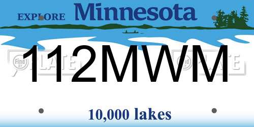 112MWM Minnesota License Plate