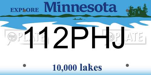 112PHJ Minnesota License Plate