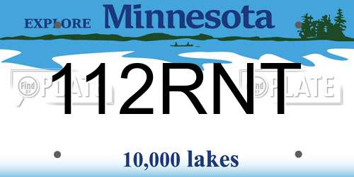 112RNT Minnesota License Plate