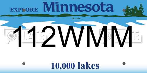 112WMM Minnesota License Plate