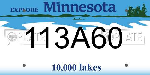 113A60 Minnesota License Plate