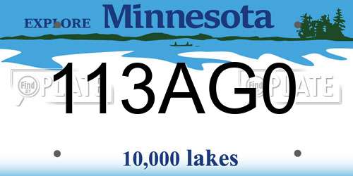113AG0 Minnesota License Plate
