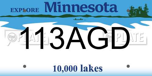 113AGD Minnesota License Plate
