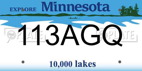 113AGQ Minnesota License Plate