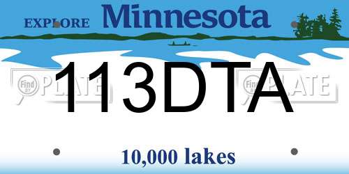 113DTA Minnesota License Plate