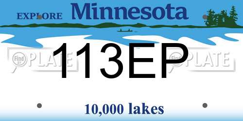 113EP Minnesota License Plate