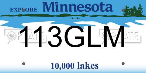 113GLM Minnesota License Plate