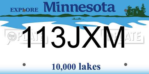 113JXM Minnesota License Plate