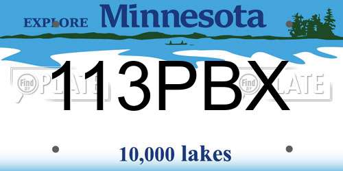 113PBX Minnesota License Plate