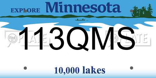113QMS Minnesota License Plate