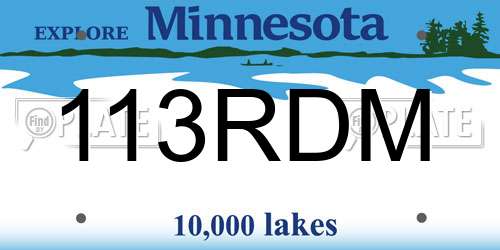 113RDM Minnesota License Plate