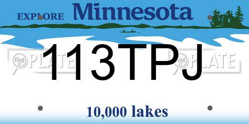 113TPJ Minnesota License Plate