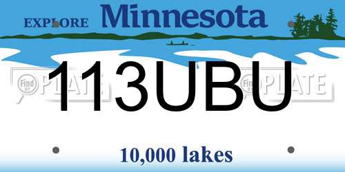 113UBU Minnesota License Plate