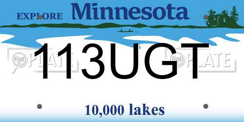 113UGT Minnesota License Plate