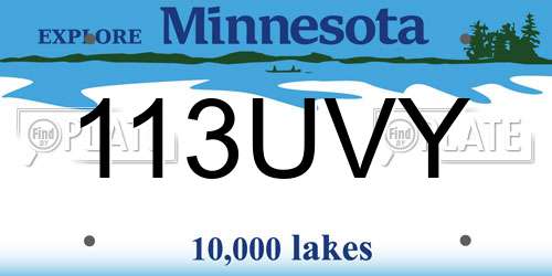113UVY Minnesota License Plate