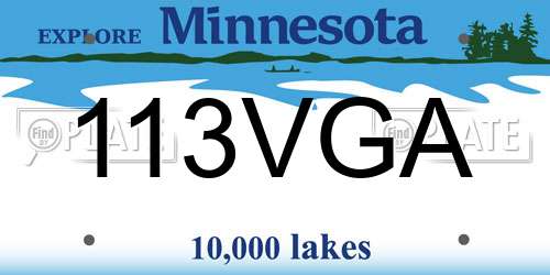 113VGA Minnesota License Plate