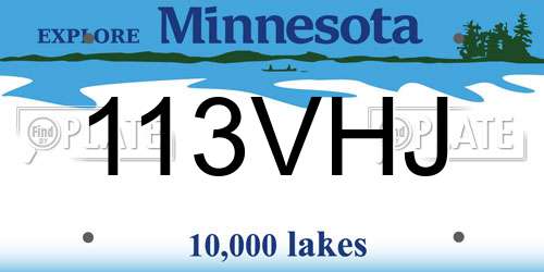 113VHJ Minnesota License Plate