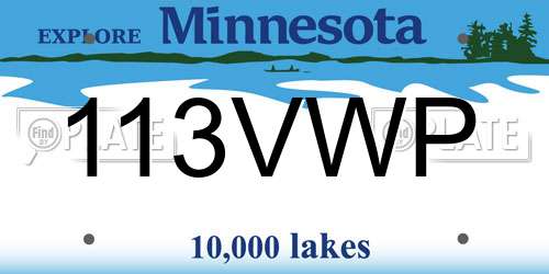 113VWP Minnesota License Plate