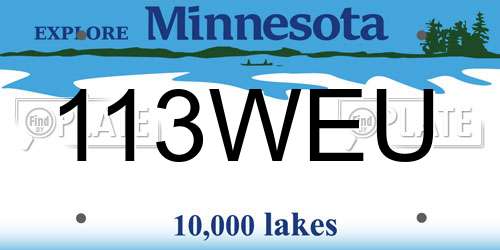 113WEU Minnesota License Plate