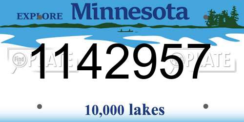 1142957 Minnesota License Plate