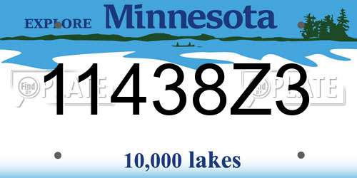 11438Z3 Minnesota License Plate