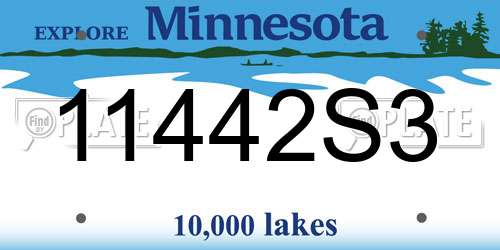 11442S3 Minnesota License Plate
