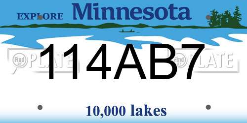 114AB7 Minnesota License Plate