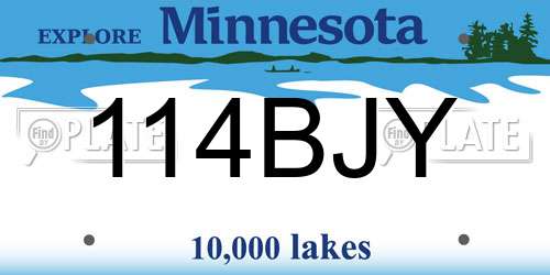 114BJY Minnesota License Plate