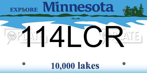 114LCR Minnesota License Plate