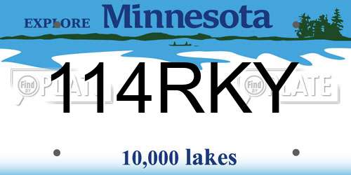 114RKY Minnesota License Plate