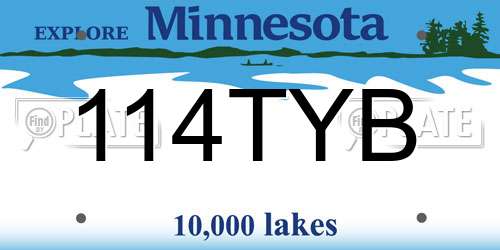 114TYB Minnesota License Plate