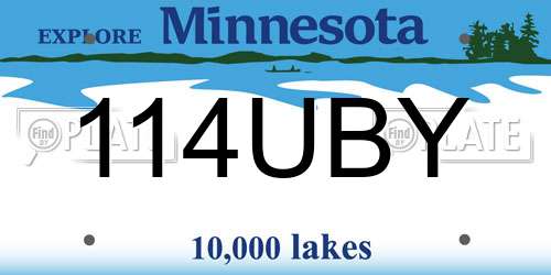 114UBY Minnesota License Plate
