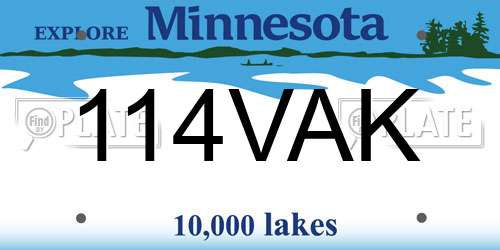 114VAK Minnesota License Plate