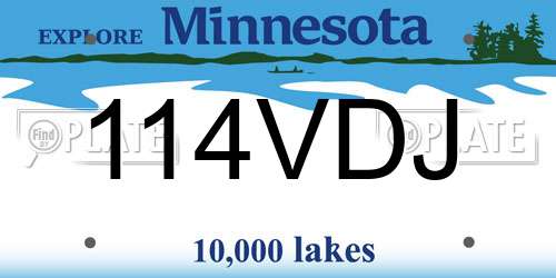 114VDJ Minnesota License Plate