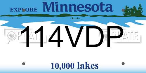 114VDP Minnesota License Plate