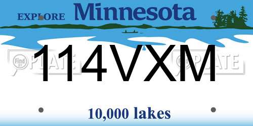 114VXM Minnesota License Plate
