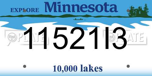 11521I3 Minnesota License Plate