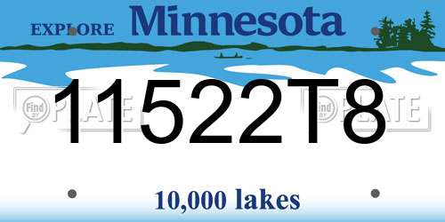 11522T8 Minnesota License Plate